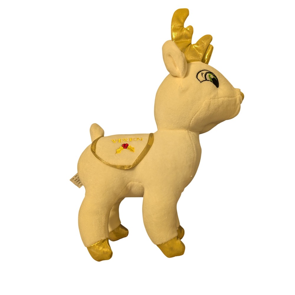 Kellytoy Vixen Reindeer Plush Christmas Stuffed Animal Gold Cream Holiday Decor